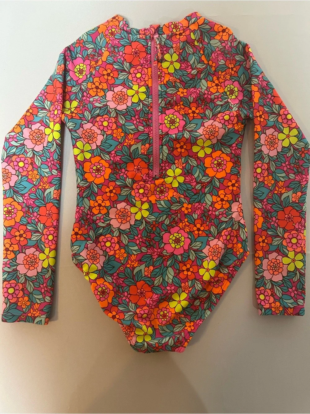 Cat & Jack Girls Floral Long Sleeve One-Piece Swimsuit Multicolor Size S (6/7)